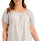 Blusa feminina estilo &amp; co de algodão com ombros de fora, bege, tamanho 2X