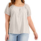 Blusa feminina estilo &amp; co de algodão com ombros de fora, bege, tamanho 2X
