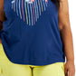 Regata feminina de algodão com estampa de coração e palmeira, tamanho 3X, azul, estilo Style &amp; Co