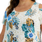 JM Collection Plus Tropical Wilderness Top Feminino Branco Tamanho 0X
