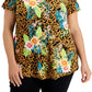 JM Collection Top Tropical Wilderness Feminino Marrom Tamanho 0X