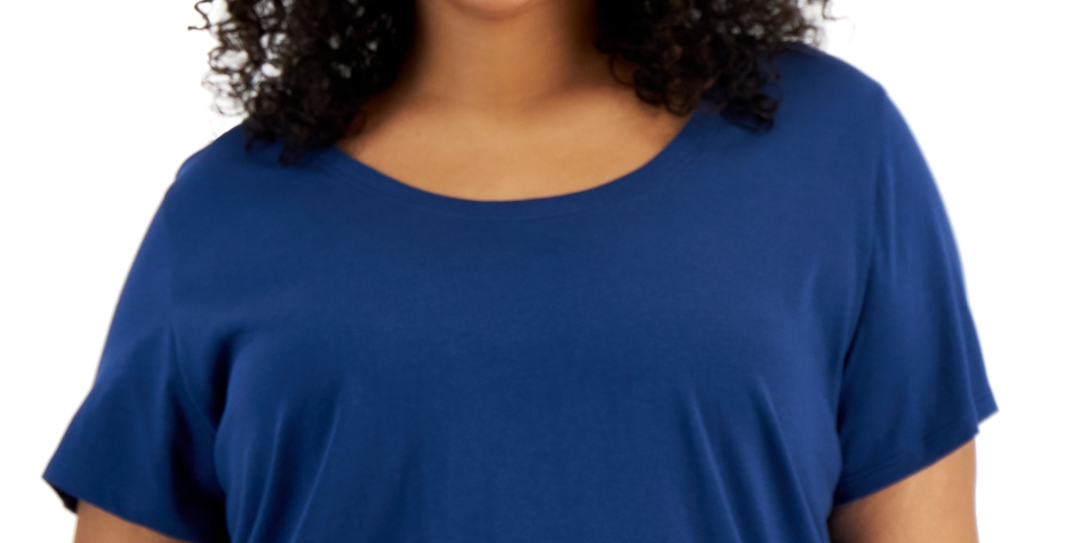 Camiseta feminina plus size de algodão estilo &amp; co, azul, tamanho 0X