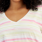 Camiseta feminina listrada de algodão estilo &amp; co plus size rosa tamanho 0X