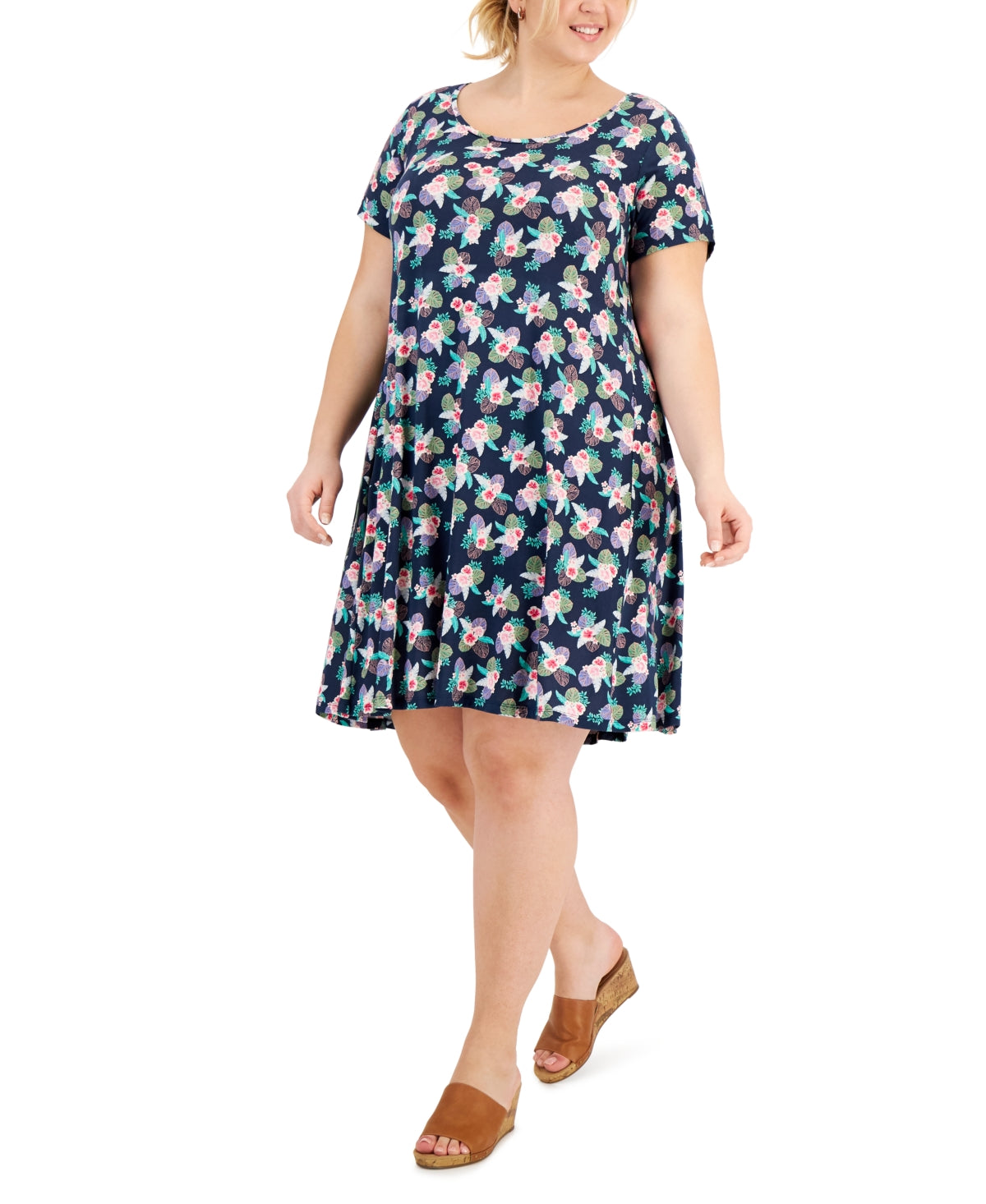Vestido chinelo estampado feminino Style &amp; Co, azul, tamanho 0X