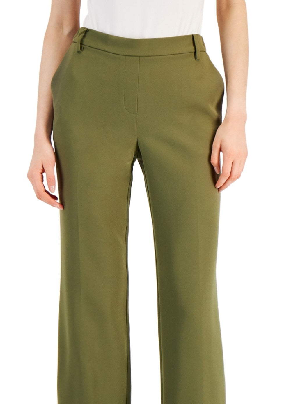 Calça feminina Alfani com perna larga, verde, tamanho 10