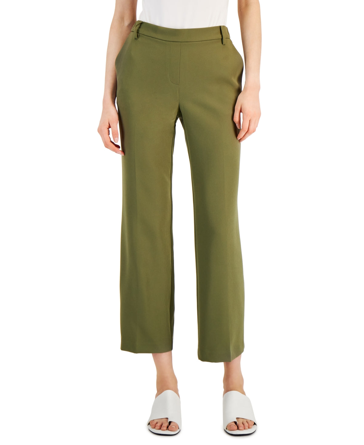 Calça feminina Alfani com perna larga, verde, tamanho 10