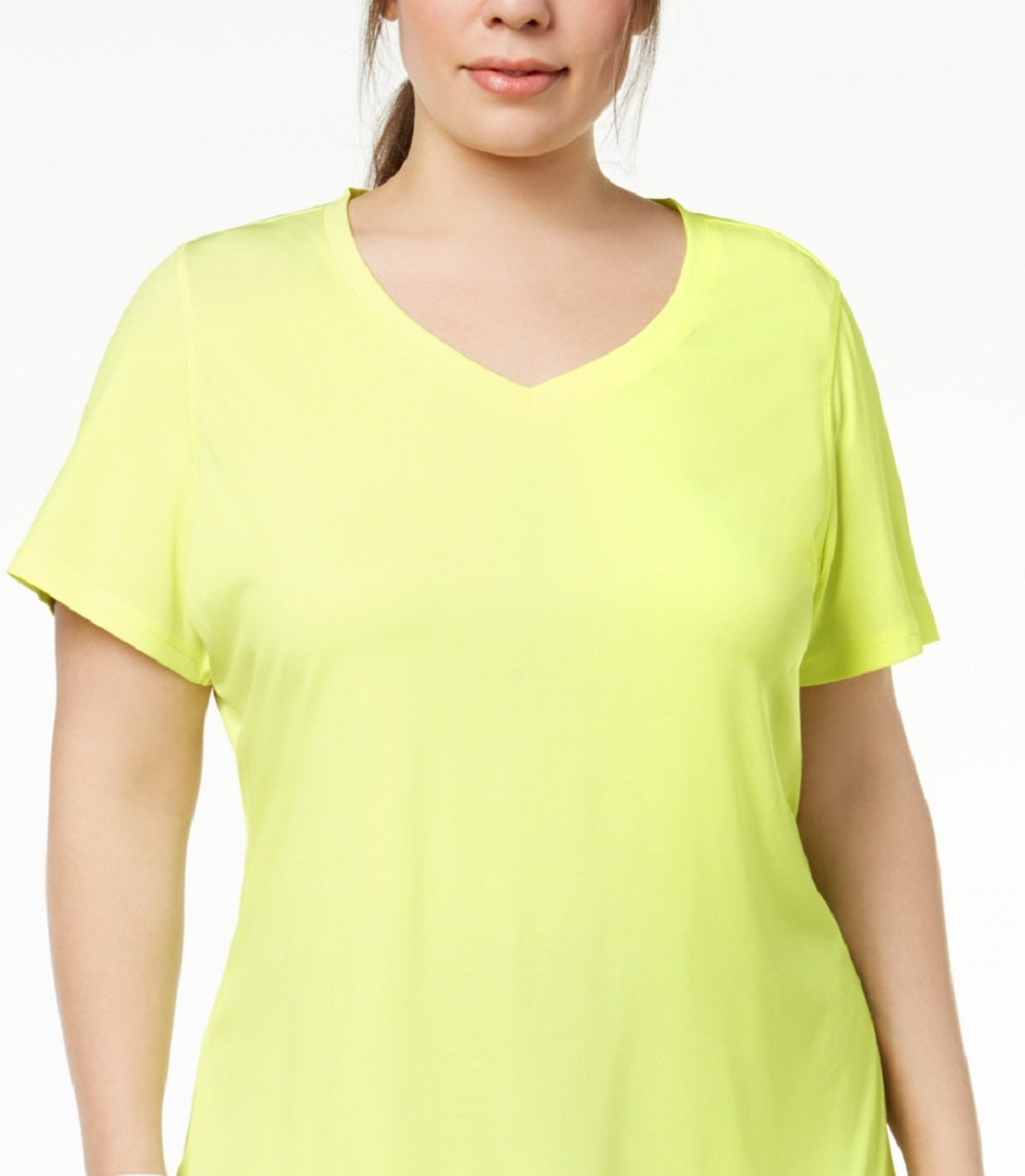 Camiseta feminina ID Ideology Rapidry com decote em V e performance, amarela, tamanho 3X