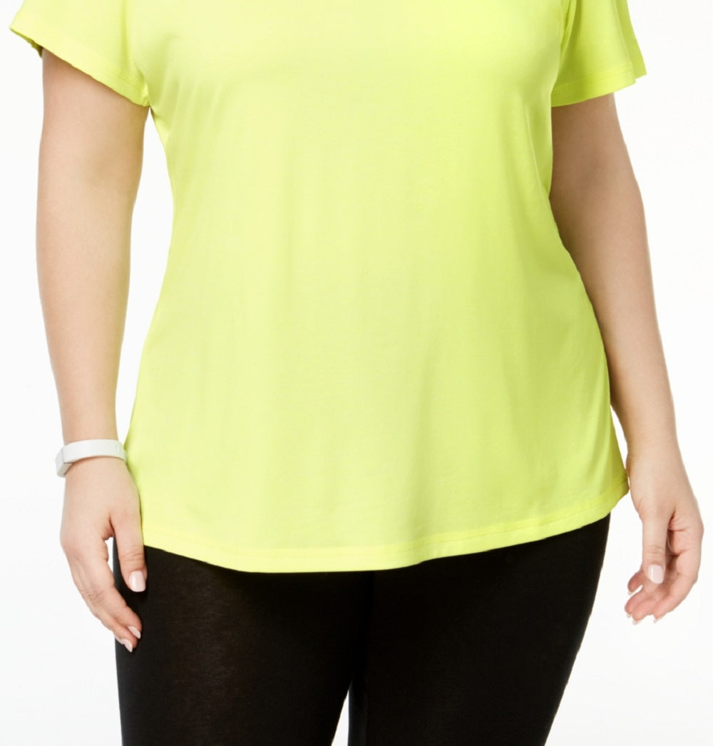 Camiseta feminina ID Ideology Rapidry com decote em V e performance, amarela, tamanho 3X