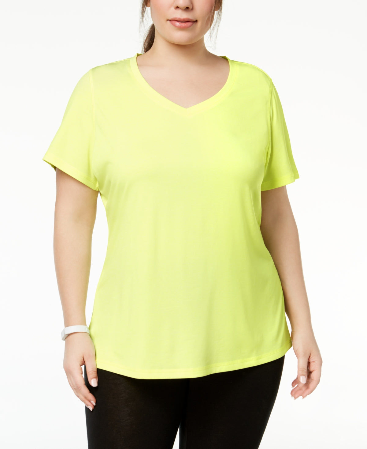 Camiseta feminina ID Ideology Rapidry com decote em V e performance, amarela, tamanho 3X