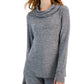 ID Ideology Blusa de malha macia com gola alta feminina cinza tamanho X-G