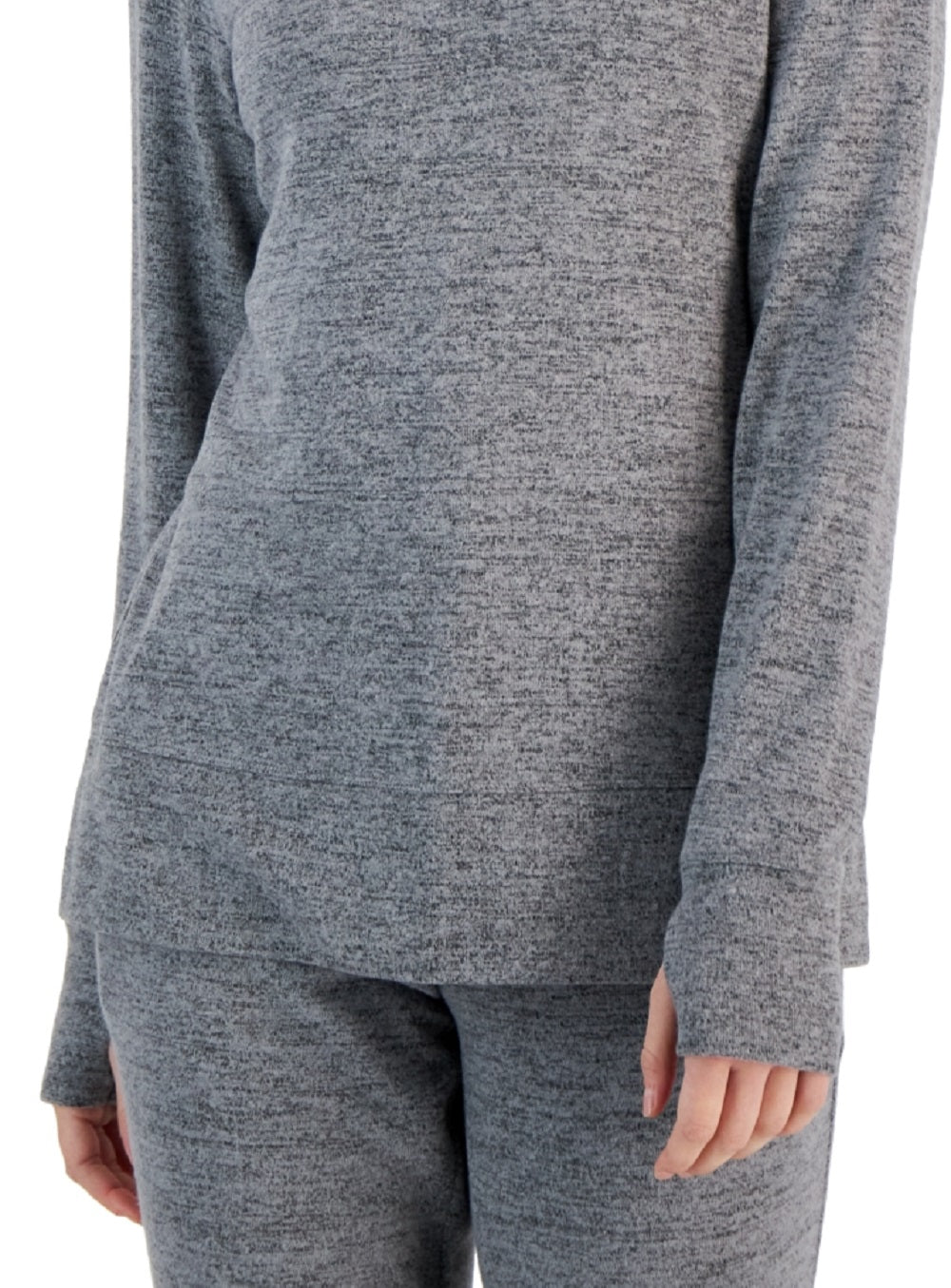 ID Ideology Blusa de malha macia com gola alta feminina cinza tamanho X-G