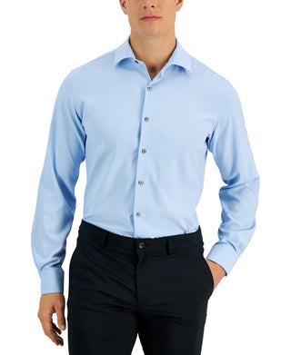 Camisa social masculina Alfani Slim Fit com elasticidade em 4 direções, azul, tamanho 17 x 36 x 37