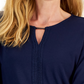 Karen Scott Blusa Feminina Manga 3/4 Crochê Detalhe Azul Tamanho X-G