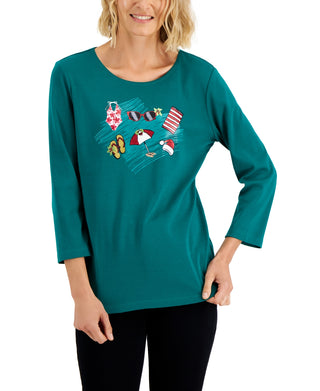 Karen Scott Top de Praia Feminino para Férias Verde Tamanho P