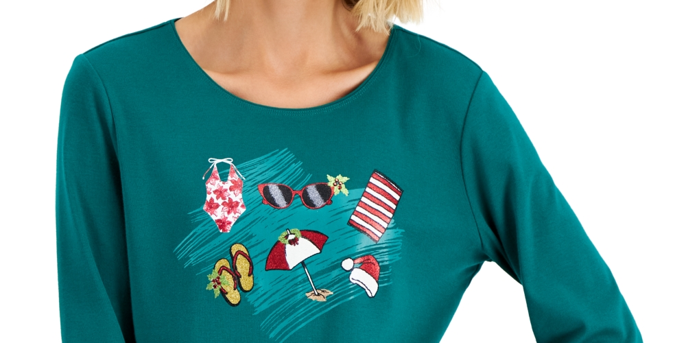 Karen Scott Top de Praia Feminino para Férias Verde Tamanho Grande