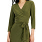 Vestido envelope feminino Alfani com decote em V, verde, tamanho médio