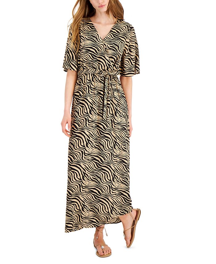 Vestido longo zebra feminino INC International Concepts marrom tamanho grande