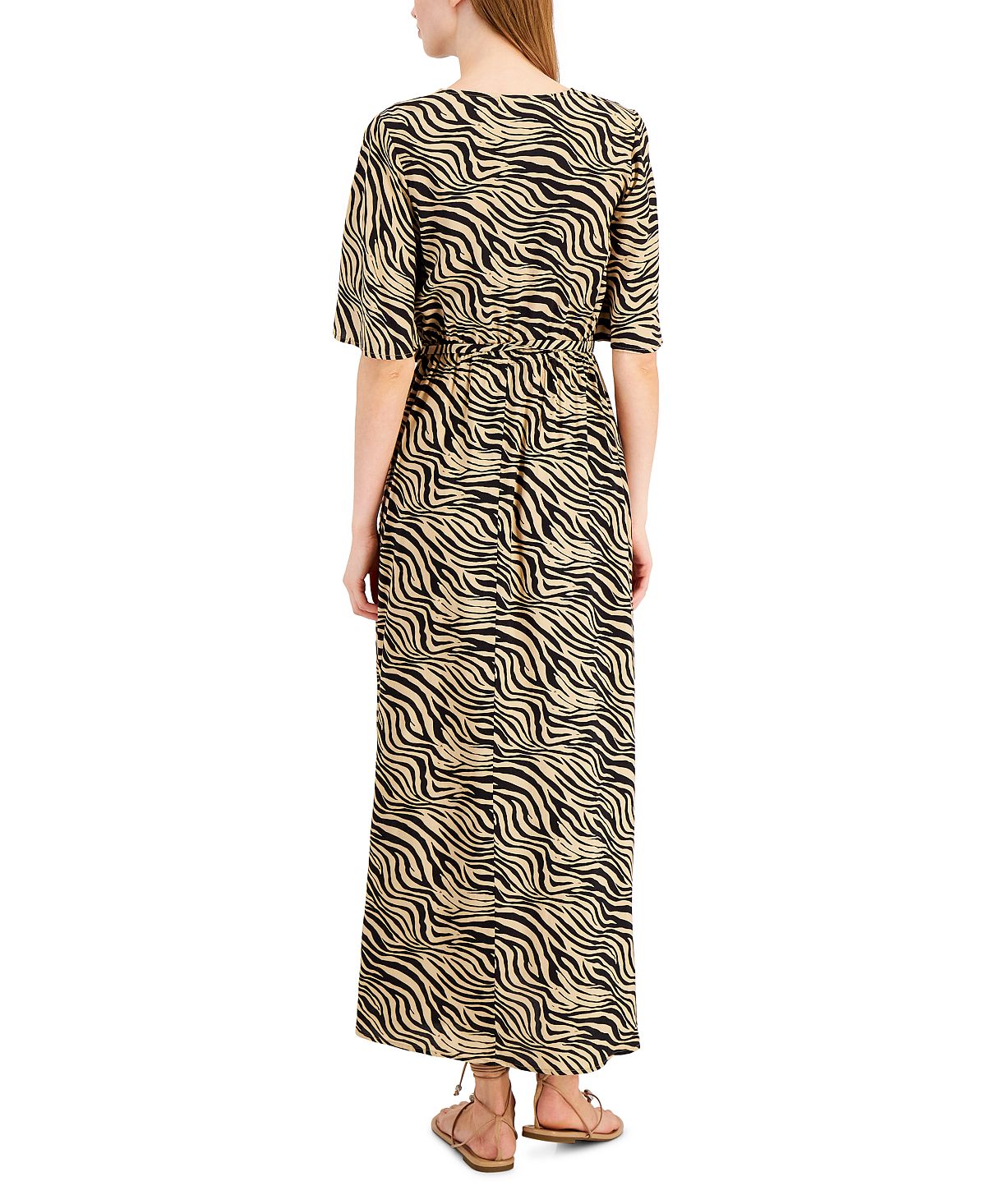 Vestido longo zebra feminino INC International Concepts marrom tamanho grande