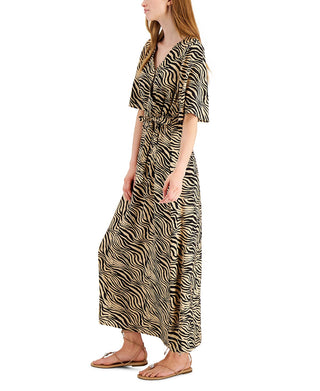 Vestido longo zebra feminino INC International Concepts marrom tamanho grande