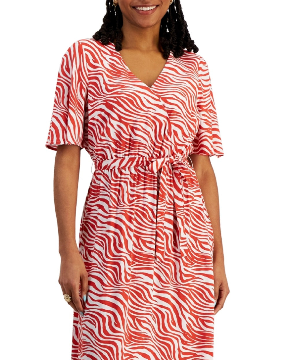 Vestido longo feminino estampado com sobrepeliz INC International Concepts, tamanho laranja, pequeno e pequeno