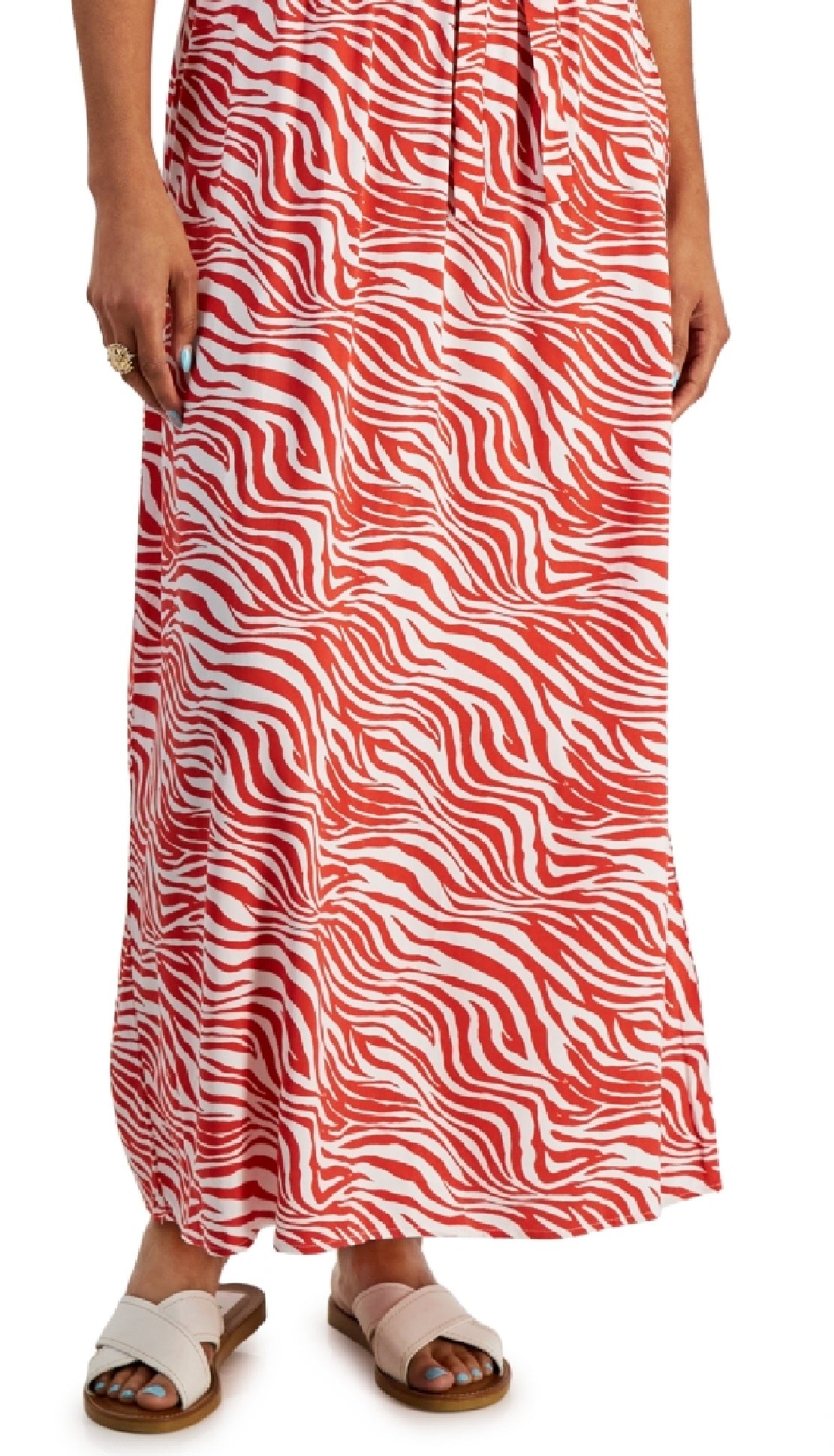 Vestido longo feminino estampado com sobrepeliz INC International Concepts, tamanho laranja, pequeno e pequeno