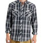 Camisa xadrez masculina Sun + Stone Remington Regular Fit Western Preta