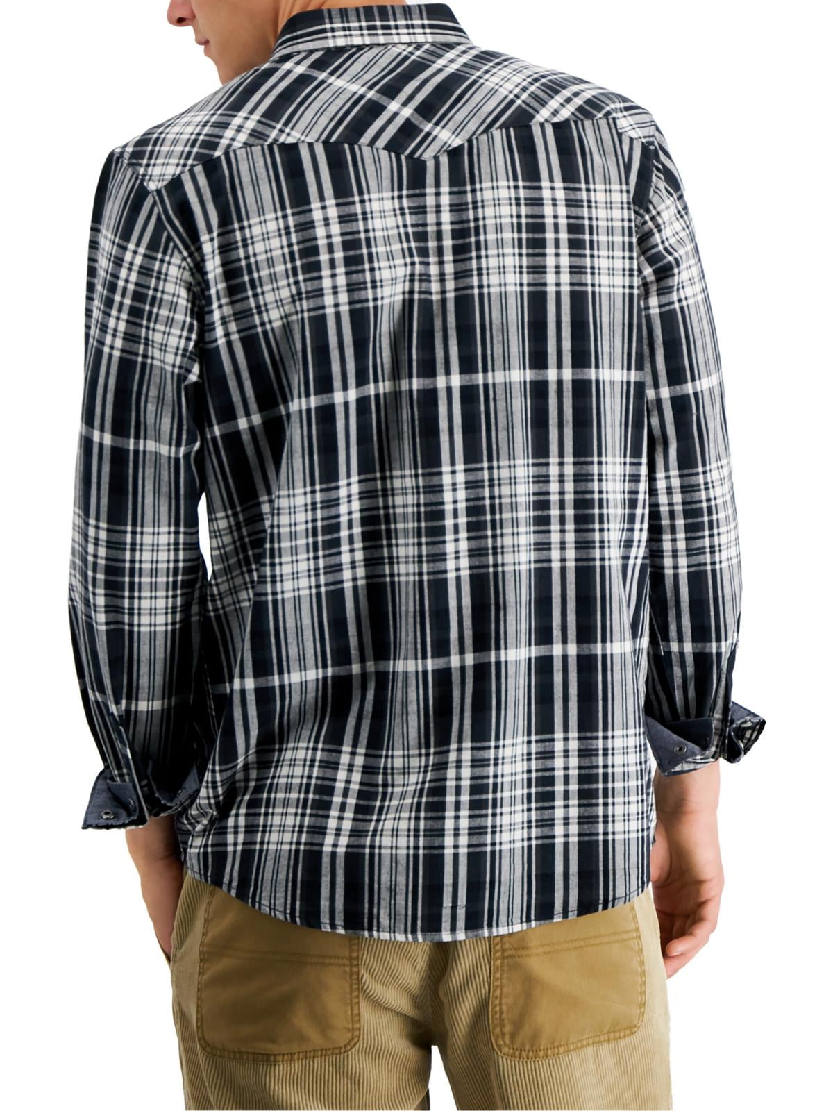 Camisa xadrez masculina Sun + Stone Remington Regular Fit Western Preta