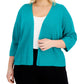 Cardigan feminino Alfani com frente aberta, azul, tamanho 3X
