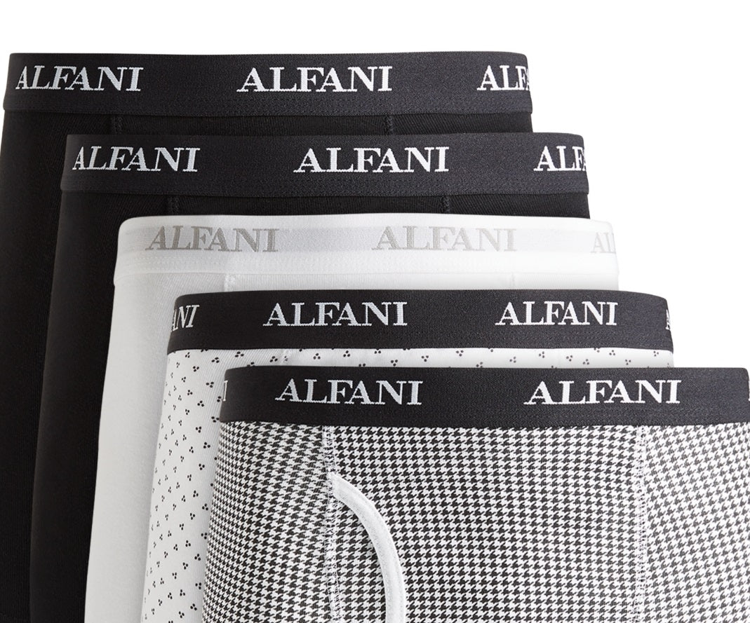 Cuecas boxer masculinas Alfani com absorção de umidade, pretas, tamanho grande, 5 unidades