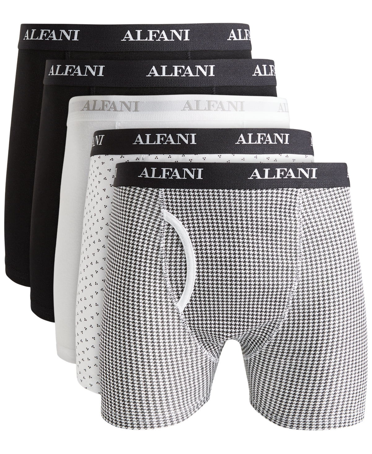 Cuecas boxer masculinas Alfani com absorção de umidade, pretas, tamanho grande, 5 unidades