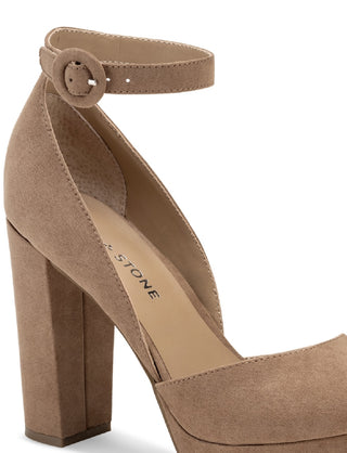 Sandálias plataforma femininas Reeta com salto bloco, tamanho 5 M, marrom, da Sun + Stone