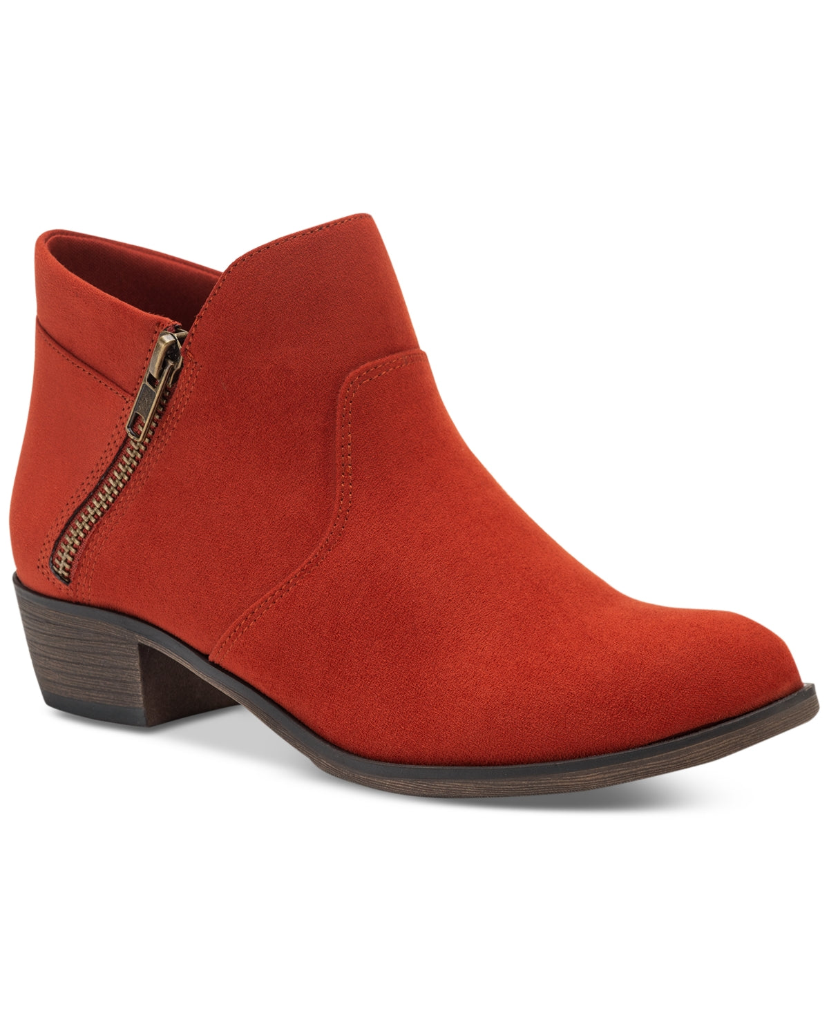 Botas femininas Sun + Stone Abby Double Zip, vermelhas, tamanho 6 M