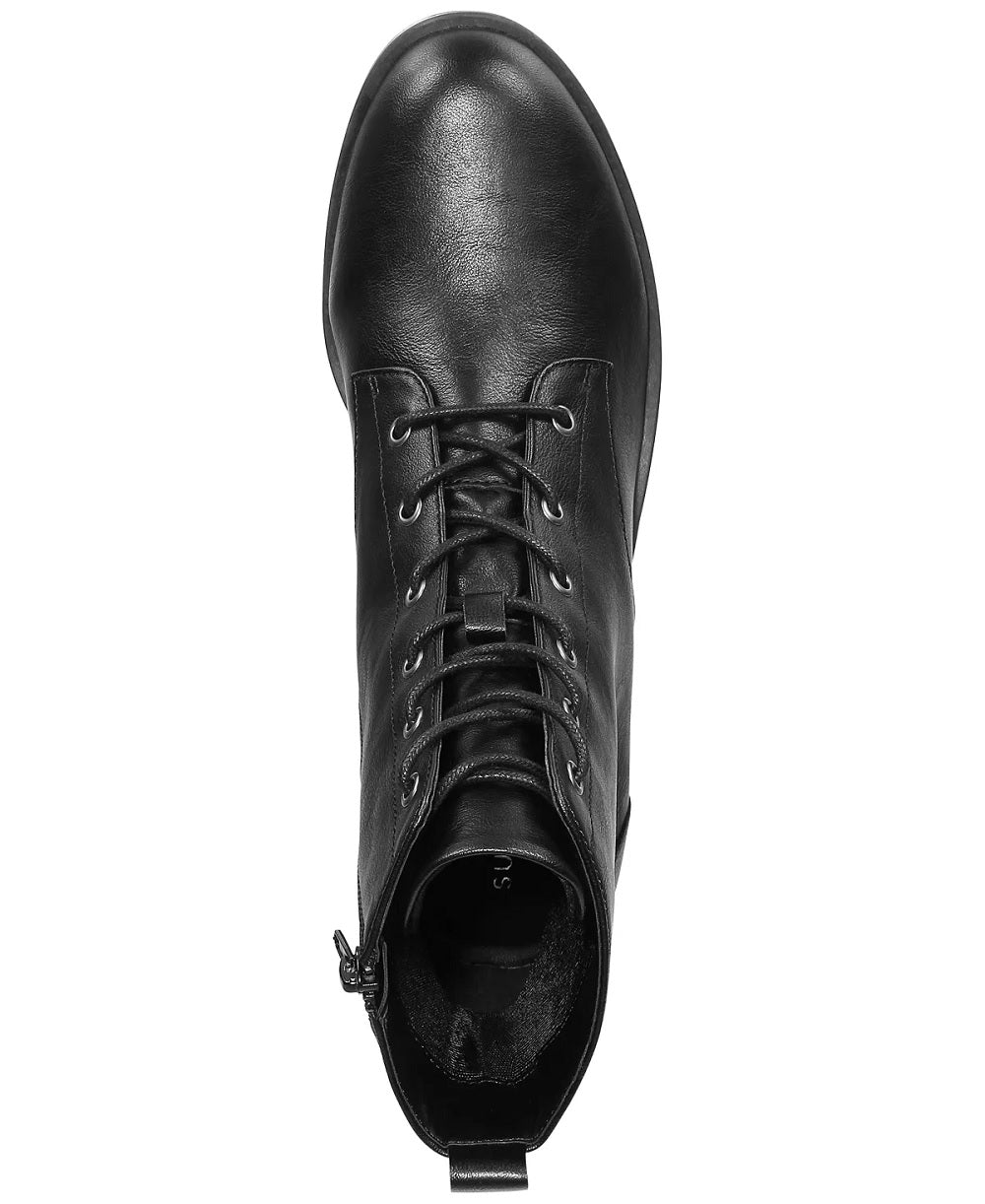 Botas de combate femininas Frankiee com cadarço Sun + Stone, pretas, tamanho 7 M