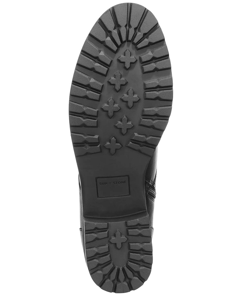 Botas de combate femininas Frankiee com cadarço Sun + Stone, pretas, tamanho 7 M