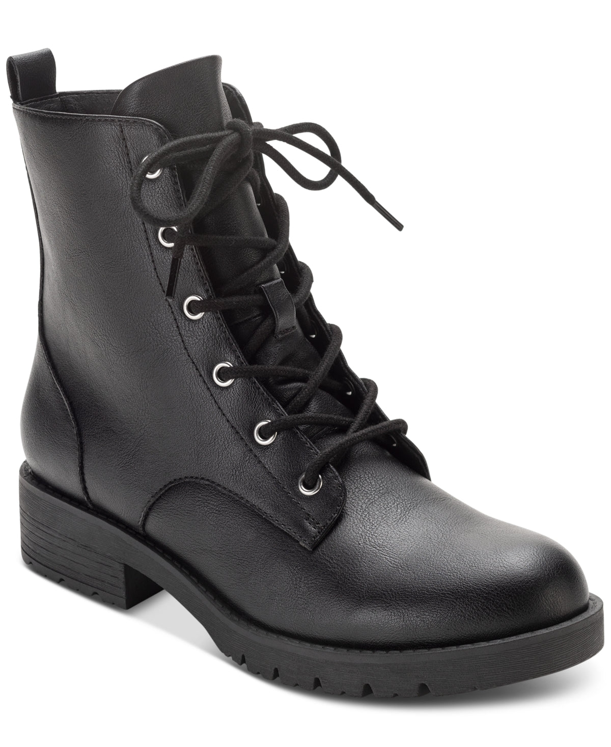 Botas de combate femininas Frankiee com cadarço Sun + Stone, pretas, tamanho 7 M