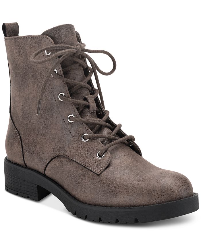 Botas de combate femininas Frankiee com cadarço Sun + Stone, marrom, tamanho 8,5 M