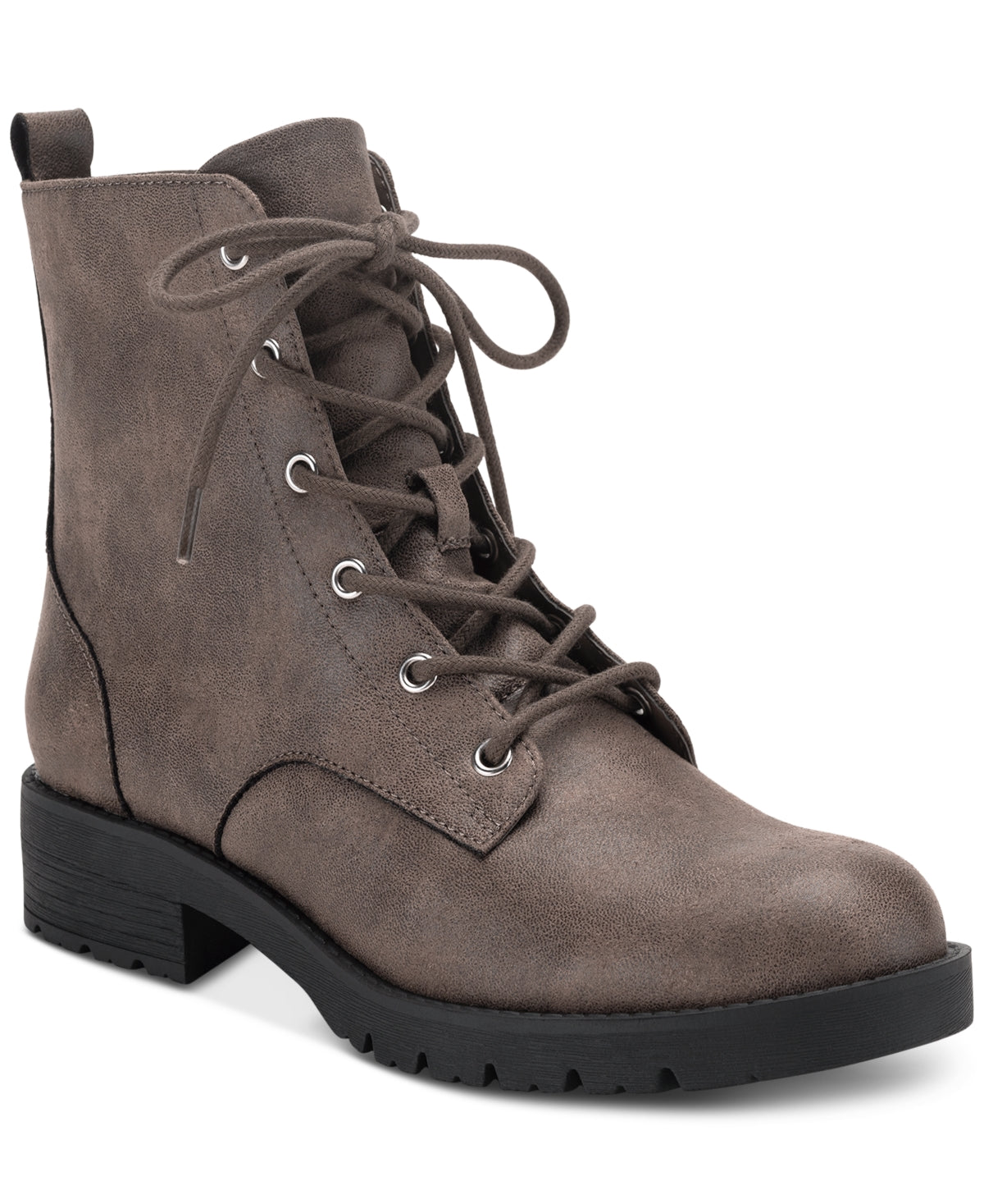 Botas de combate femininas Frankiee com cadarço Sun + Stone, marrom, tamanho 8,5 M