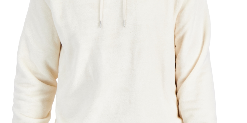 Moletom com capuz masculino INC International Concepts Regular Fit com nervuras e veludo, branco, tamanho pequeno