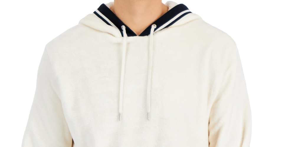 Moletom com capuz masculino INC International Concepts Regular Fit com nervuras e veludo, branco, tamanho X-G