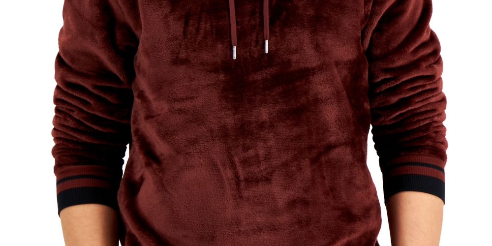 Moletom com capuz masculino INC International Concepts Regular Fit com nervuras e veludo, vermelho, tamanho médio