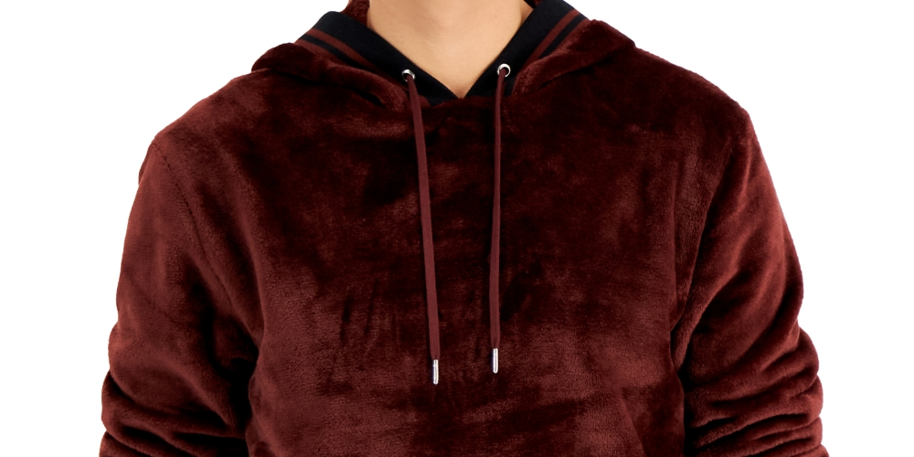 Moletom com capuz masculino INC International Concepts Regular Fit com nervuras e veludo marrom, tamanho X-G