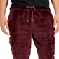 Calça de moletom cargo masculina INC International Concepts Regular Fit com nervuras e veludo vermelho, tamanho X-Large