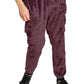 Calça de moletom cargo masculina INC International Concepts Regular Fit com nervuras e veludo, roxa, tamanho XX-G