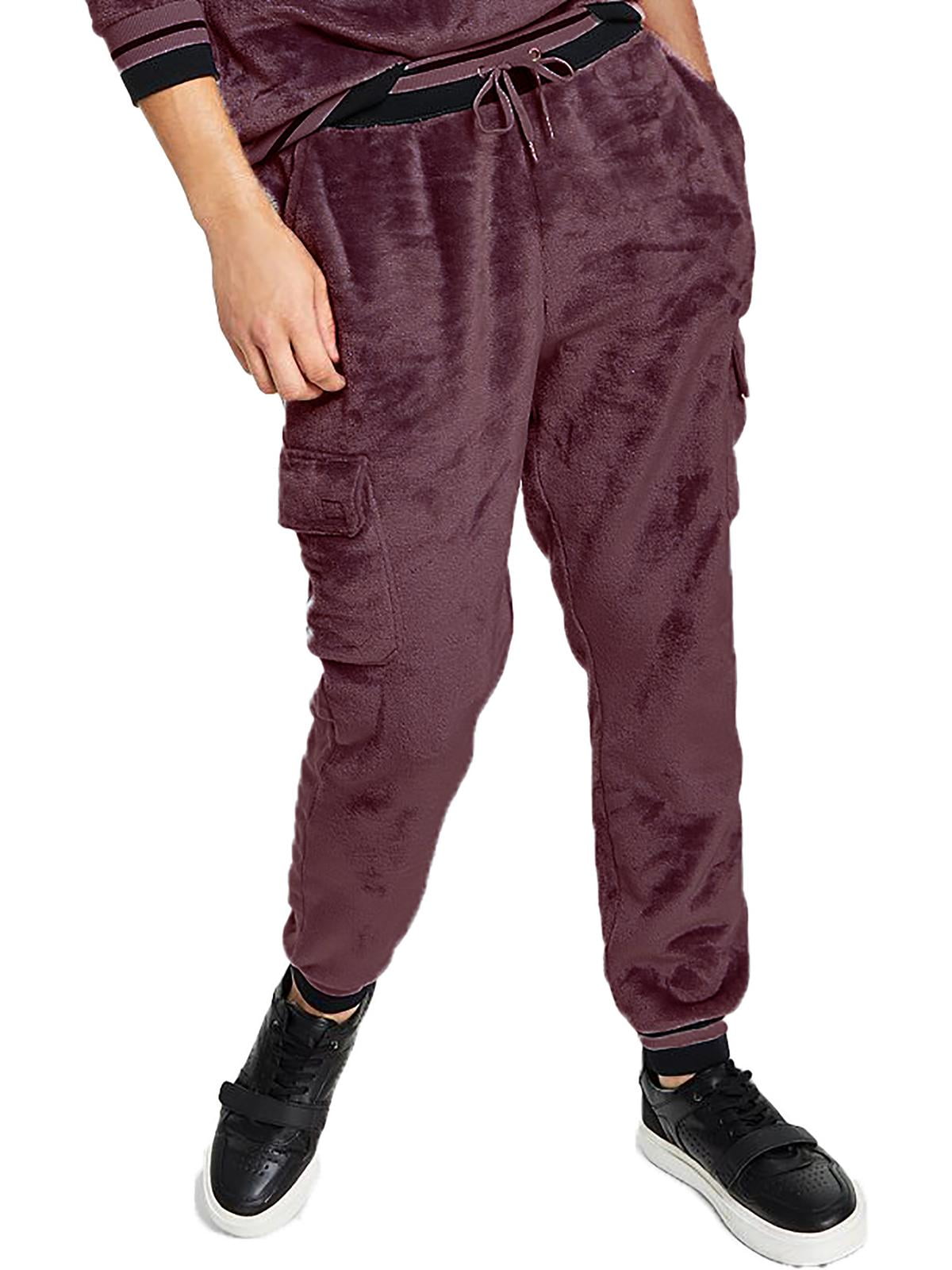 Calça de moletom cargo masculina INC International Concepts Regular Fit com nervuras e veludo, roxa, tamanho XX-G