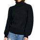 Suéter feminino de gola alta com manchas metálicas da INC International Concepts, preto, tamanho médio