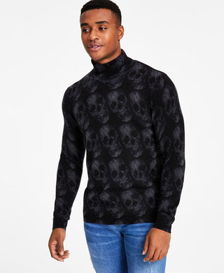 Suéter de caxemira masculino com estampa de caveira e gola alta, preto, tamanho XX-G, da INC International Concepts