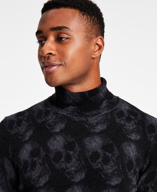 Suéter de caxemira masculino com estampa de caveira e gola alta, preto, tamanho XX-G, da INC International Concepts