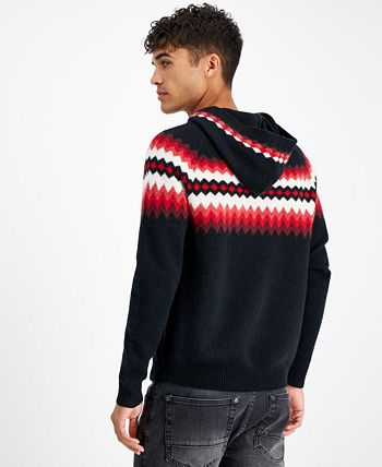 Moletom com capuz masculino de cashmere com listras geométricas, preto, tamanho grande, da INC International Concepts