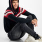 Moletom com capuz masculino de cashmere com listras geométricas, preto, tamanho grande, da INC International Concepts