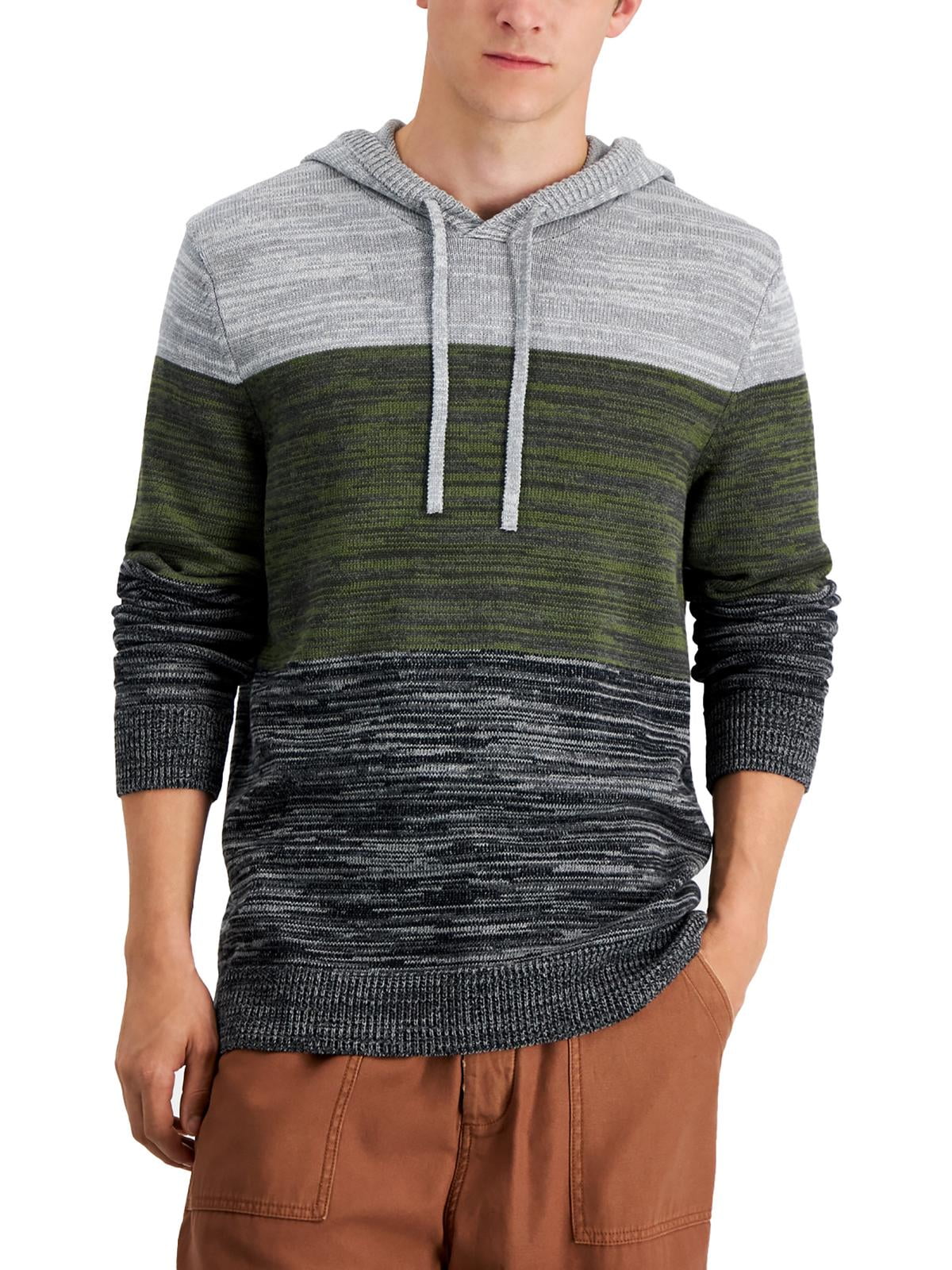 Suéter com capuz Sun + Stone masculino com blocos de cores cinza, tamanho X-G